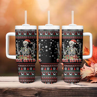 Six Seven Santa Skeleton Tumbler With Handle Funny Christmas Skull - Wonder Print Shop