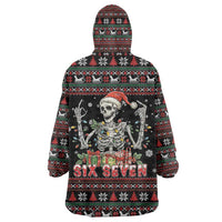 Six Seven Santa Skeleton Wearable Blanket Hoodie Funny Christmas Skull - Wonder Print Shop