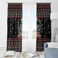 Six Seven Santa Skeleton Window Curtain Funny Christmas Skull - Wonder Print Shop