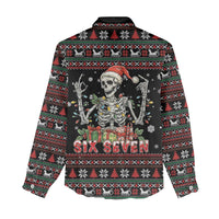 Six Seven Santa Skeleton Women Casual Shirt Funny Christmas Skull - Wonder Print Shop