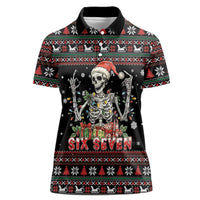 Six Seven Santa Skeleton Women Polo Shirt Funny Christmas Skull - Wonder Print Shop