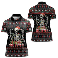 Six Seven Santa Skeleton Women Polo Shirt Funny Christmas Skull - Wonder Print Shop