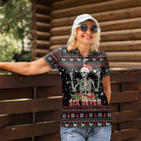 Six Seven Santa Skeleton Women Polo Shirt Funny Christmas Skull - Wonder Print Shop
