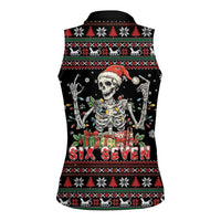 Six Seven Santa Skeleton Women Sleeveless Polo Shirt Funny Christmas Skull - Wonder Print Shop