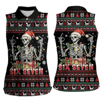Six Seven Santa Skeleton Women Sleeveless Polo Shirt Funny Christmas Skull - Wonder Print Shop