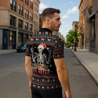 Six Seven Santa Skeleton Zipper Polo Shirt Funny Christmas Skull - Wonder Print Shop