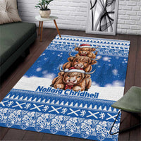 Scotland Highland Cow Christmas Area Rug Nollaig Chridheil Blue Winter - Wonder Print Shop