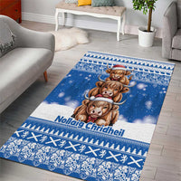 Scotland Highland Cow Christmas Area Rug Nollaig Chridheil Blue Winter - Wonder Print Shop