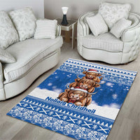Scotland Highland Cow Christmas Area Rug Nollaig Chridheil Blue Winter - Wonder Print Shop