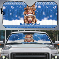 Scotland Highland Cow Christmas Auto Sun Shade Nollaig Chridheil Blue Winter - Wonder Print Shop