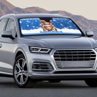 Scotland Highland Cow Christmas Auto Sun Shade Nollaig Chridheil Blue Winter - Wonder Print Shop