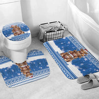 Scotland Highland Cow Christmas Bathroom Set Nollaig Chridheil Blue Winter - Wonder Print Shop