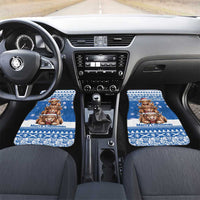 Scotland Highland Cow Christmas Car Mats Nollaig Chridheil Blue Winter - Wonder Print Shop