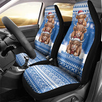 Scotland Highland Cow Christmas Car Seat Cover Nollaig Chridheil Blue Winter - Wonder Print Shop