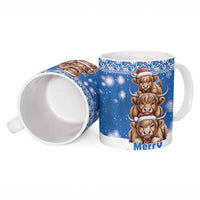 Scotland Highland Cow Christmas Ceramic Mug Nollaig Chridheil Blue Winter - Wonder Print Shop