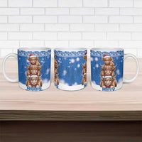 Scotland Highland Cow Christmas Ceramic Mug Nollaig Chridheil Blue Winter - Wonder Print Shop