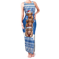 Scotland Highland Cow Christmas Family Matching Tank Maxi Dress and Hawaiian Shirt Nollaig Chridheil Blue Winter - Wonder Print Shop