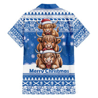 Scotland Highland Cow Christmas Hawaiian Shirt Nollaig Chridheil Blue Winter - Wonder Print Shop