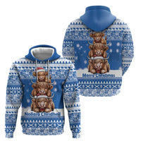 Scotland Highland Cow Christmas Hoodie Nollaig Chridheil Blue Winter - Wonder Print Shop