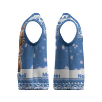 Scotland Highland Cow Christmas Knitted V-Neck Vest Nollaig Chridheil Blue Winter - Wonder Print Shop