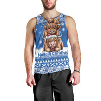 Scotland Highland Cow Christmas Men Tank Top Nollaig Chridheil Blue Winter - Wonder Print Shop