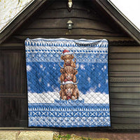 Scotland Highland Cow Christmas Quilt Nollaig Chridheil Blue Winter - Wonder Print Shop