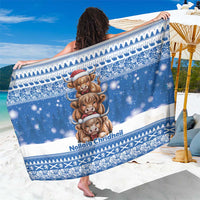 Scotland Highland Cow Christmas Sarong Nollaig Chridheil Blue Winter - Wonder Print Shop