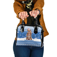 Scotland Highland Cow Christmas Shoulder Handbag Nollaig Chridheil Blue Winter - Wonder Print Shop