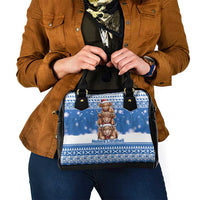 Scotland Highland Cow Christmas Shoulder Handbag Nollaig Chridheil Blue Winter - Wonder Print Shop