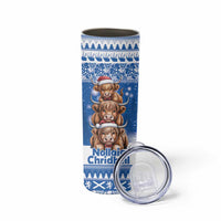 Scotland Highland Cow Christmas Skinny Tumbler Nollaig Chridheil Blue Winter - Wonder Print Shop