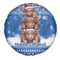 Scotland Highland Cow Christmas Spare Tire Cover Nollaig Chridheil Blue Winter - Wonder Print Shop