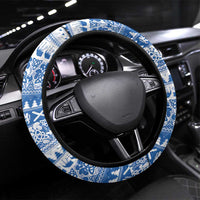 Scotland Highland Cow Christmas Steering Wheel Cover Nollaig Chridheil Blue Winter - Wonder Print Shop