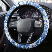 Scotland Highland Cow Christmas Steering Wheel Cover Nollaig Chridheil Blue Winter - Wonder Print Shop