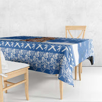 Scotland Highland Cow Christmas Tablecloth Nollaig Chridheil Blue Winter - Wonder Print Shop