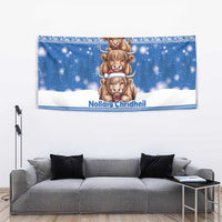 Scotland Highland Cow Christmas Tapestry Nollaig Chridheil Blue Winter - Wonder Print Shop