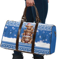 Scotland Highland Cow Christmas Travel Bag Nollaig Chridheil Blue Winter - Wonder Print Shop