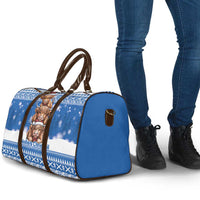 Scotland Highland Cow Christmas Travel Bag Nollaig Chridheil Blue Winter - Wonder Print Shop