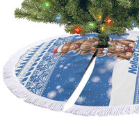 Scotland Highland Cow Christmas Tree Skirt Nollaig Chridheil Blue Winter - Wonder Print Shop