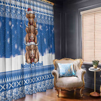 Scotland Highland Cow Christmas Window Curtain Nollaig Chridheil Blue Winter - Wonder Print Shop