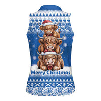 Scotland Highland Cow Christmas Women Sleeveless Polo Shirt Nollaig Chridheil Blue Winter - Wonder Print Shop