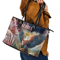 Serbia Eagle Statehood Day Leather Tote Bag Only Unity Saves The Serbs - Wonder Print Shop
