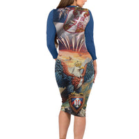 Serbia Eagle Statehood Day Long Sleeve Bodycon Dress Only Unity Saves The Serbs - Wonder Print Shop