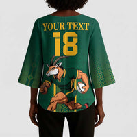 Custom South Africa Rugby Kimono Sleeve Blouse Go Springboks - Wonder Print Shop