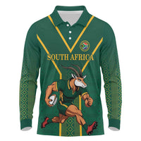 Custom South Africa Rugby Long Sleeve Polo Shirt Go Springboks - Wonder Print Shop