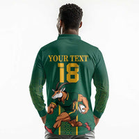 Custom South Africa Rugby Long Sleeve Polo Shirt Go Springboks - Wonder Print Shop