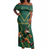 Custom South Africa Rugby Off Shoulder Maxi Dress Go Springboks - Wonder Print Shop