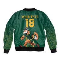 Custom South Africa Rugby Sleeve Zip Bomber Jacket Go Springboks - Wonder Print Shop