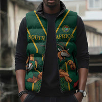Custom South Africa Rugby Sleeveless Puffer Jacket Go Springboks - Wonder Print Shop