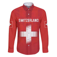 Custom Switzerland Football Family Matching Long Sleeve Bodycon Dress and Hawaiian Shirt Red Crosses Go Champions
