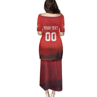 Custom Switzerland Football Family Matching Puletasi and Hawaiian Shirt Red Crosses Go Champions